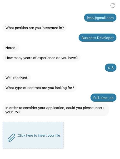 Galea recruitment chatbot obtaining prospective candidates' information