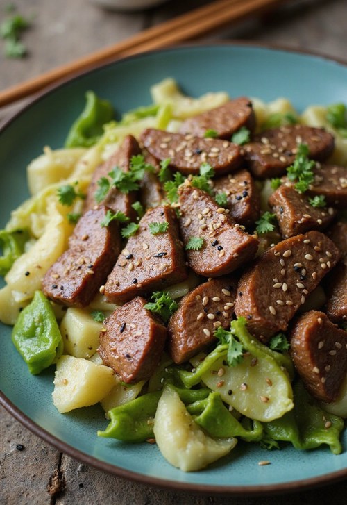21 Steak Dinner + Side Pairings That Just Work Perfectly! - 15. Steak and Cabbage Stir-Fry