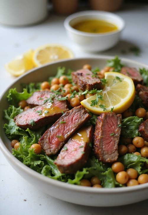 21 Steak Dinner + Side Pairings That Just Work Perfectly! - 19. Steak and Chickpea Salad