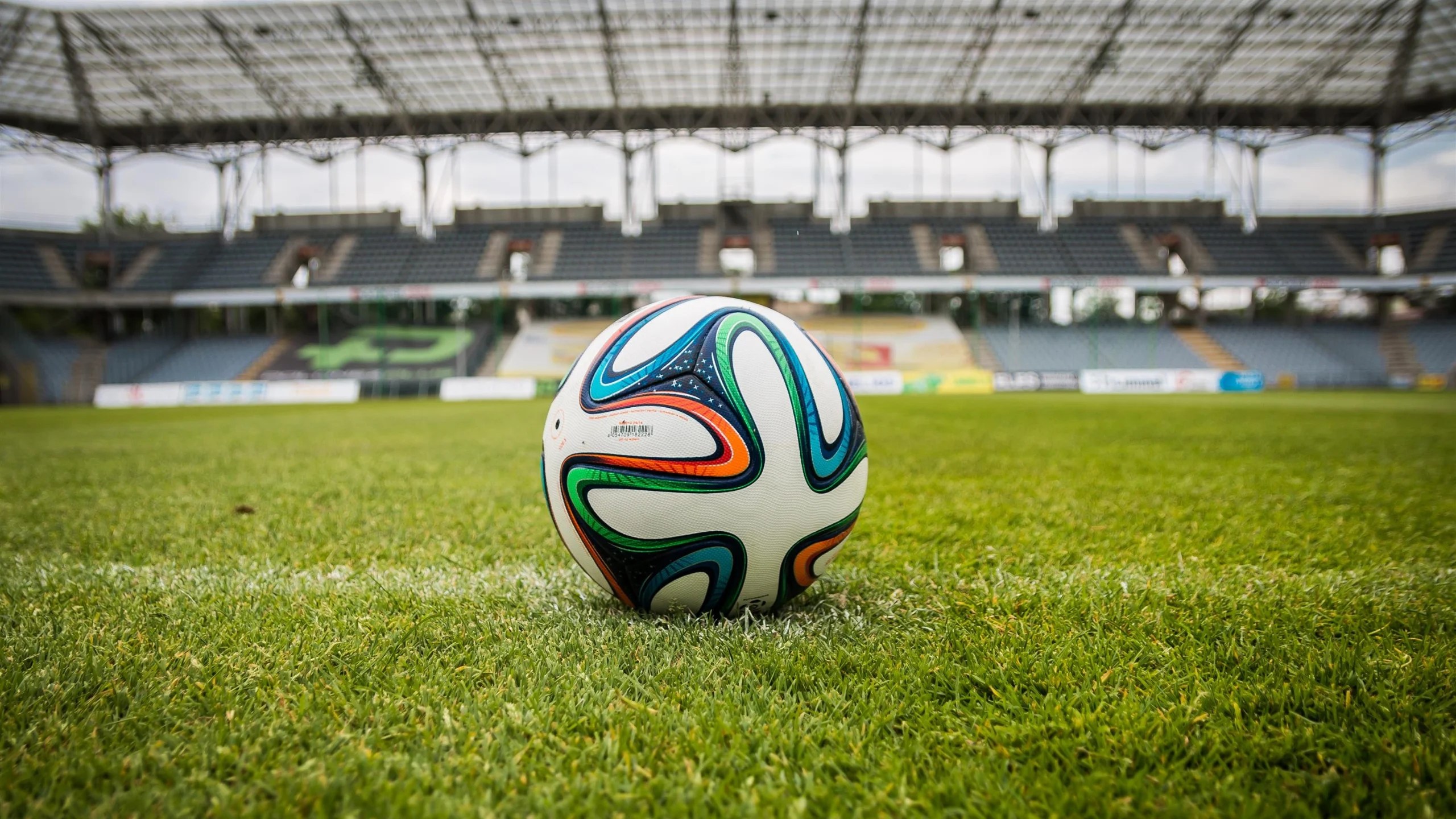 A football in a stadium.