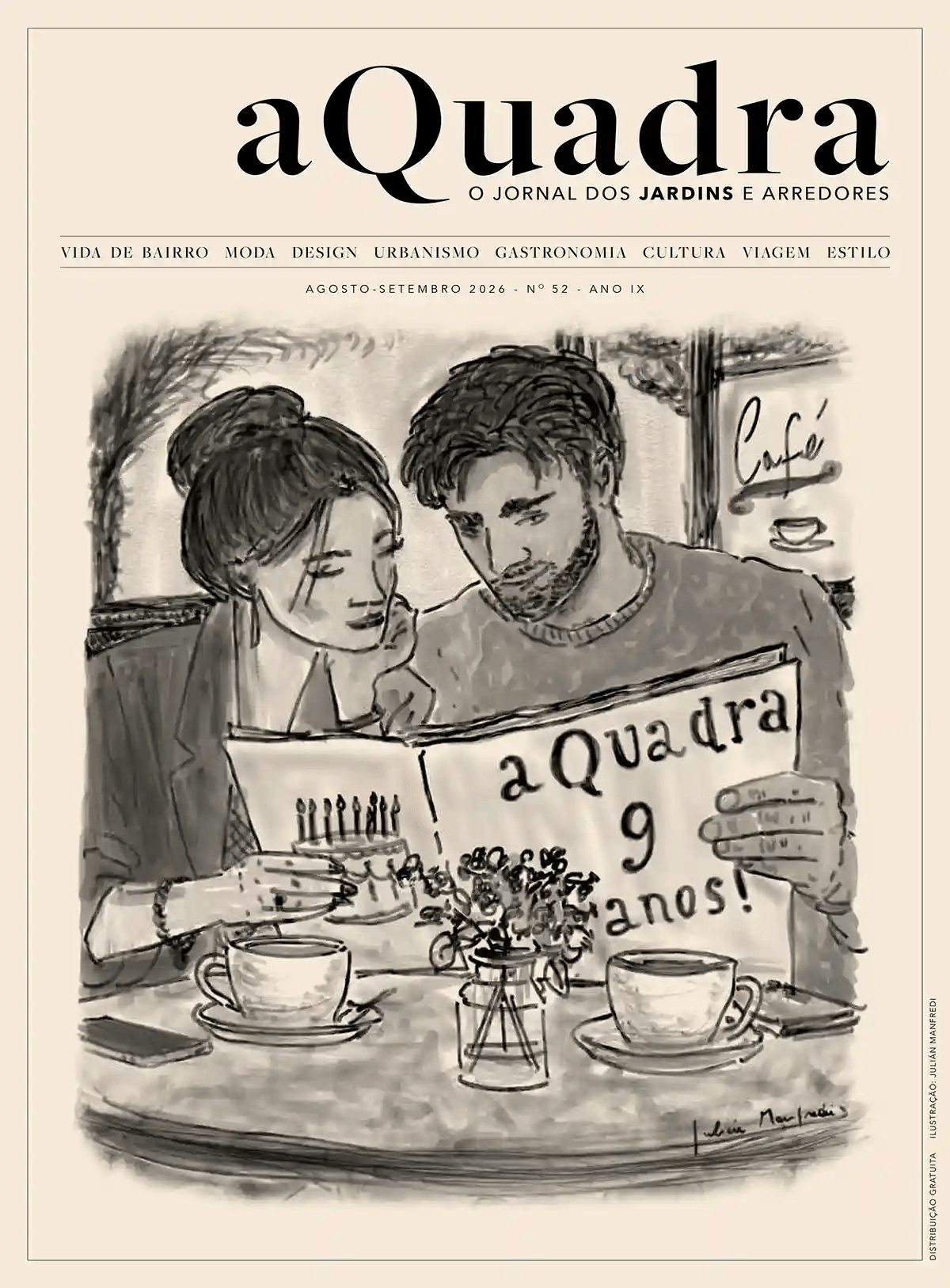 Capa Jornal aQuadra edição #52 - Aniversário 9 anos