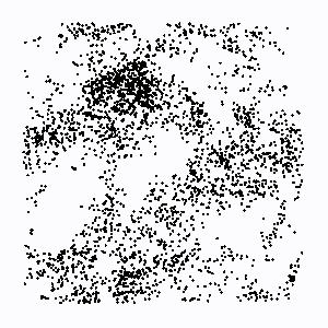 Moderate noise. Some collective motion.