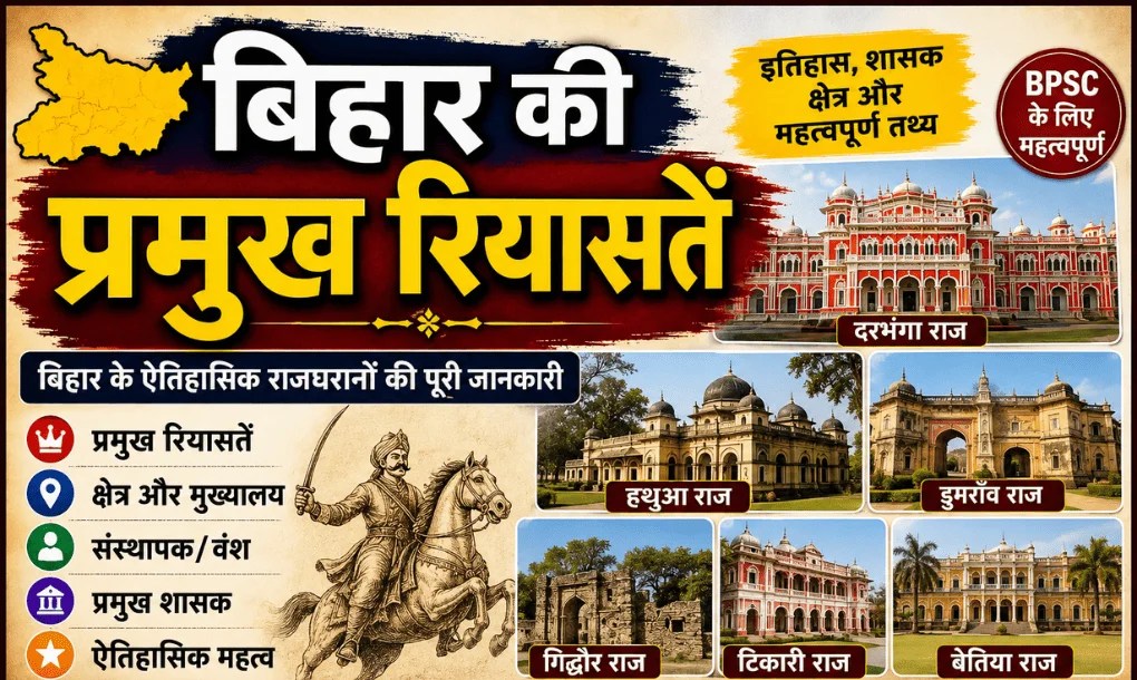 बिहार की प्रमुख रियासतें: दरभंगा, हथुआ, डुमराँव, टिकारी व अन्य