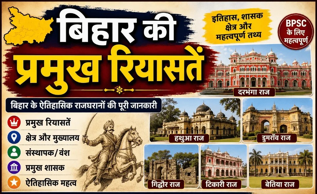 बिहार की प्रमुख रियासतें: दरभंगा, हथुआ, डुमराँव, टिकारी व अन्य