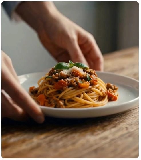 Pasta on the plate. 