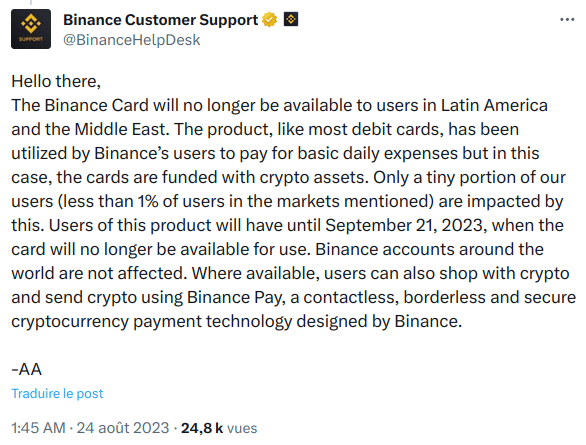 Mastercard et Binance mettent fin à leur partenariat dans 4 pays