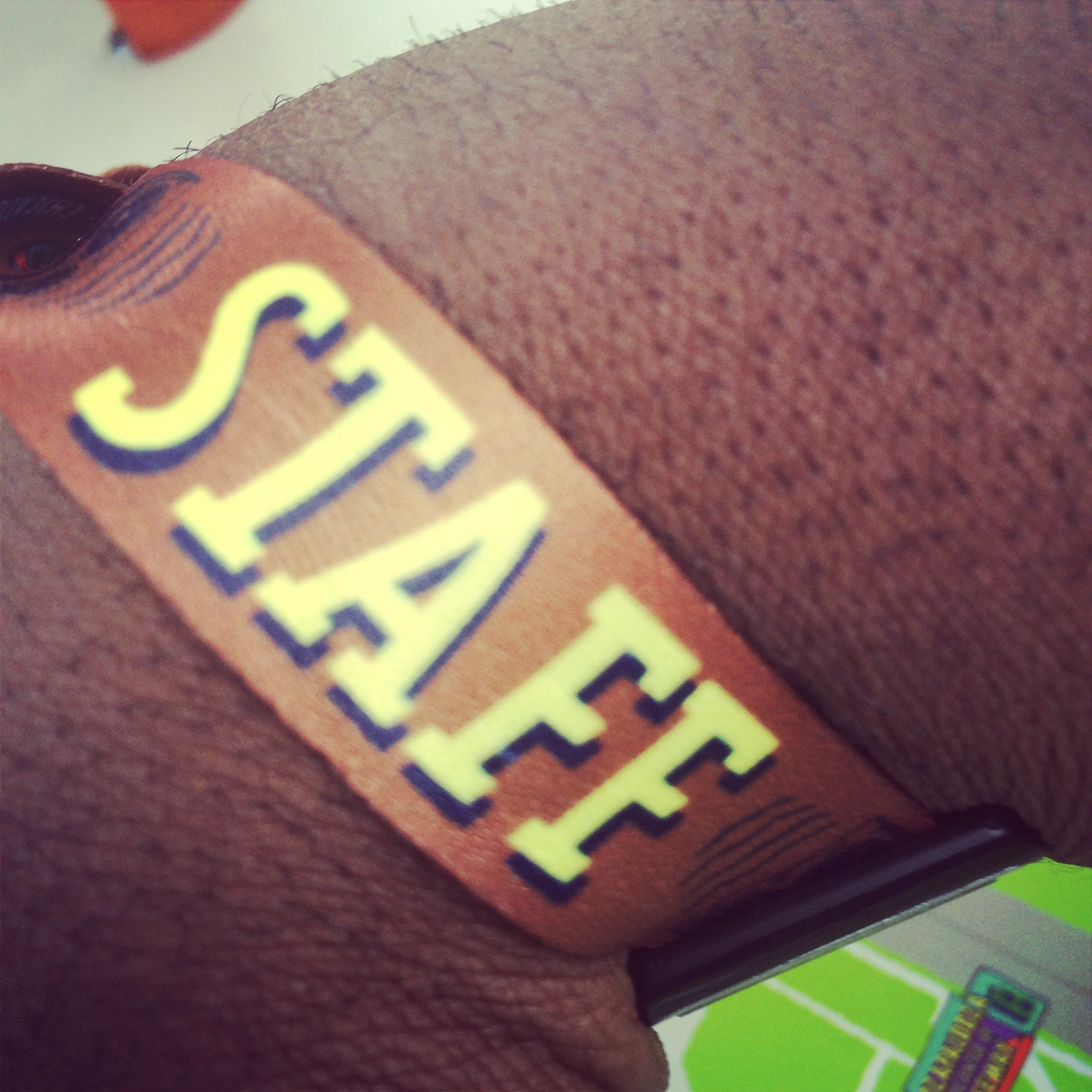 Shot of my weekend staff wristband.