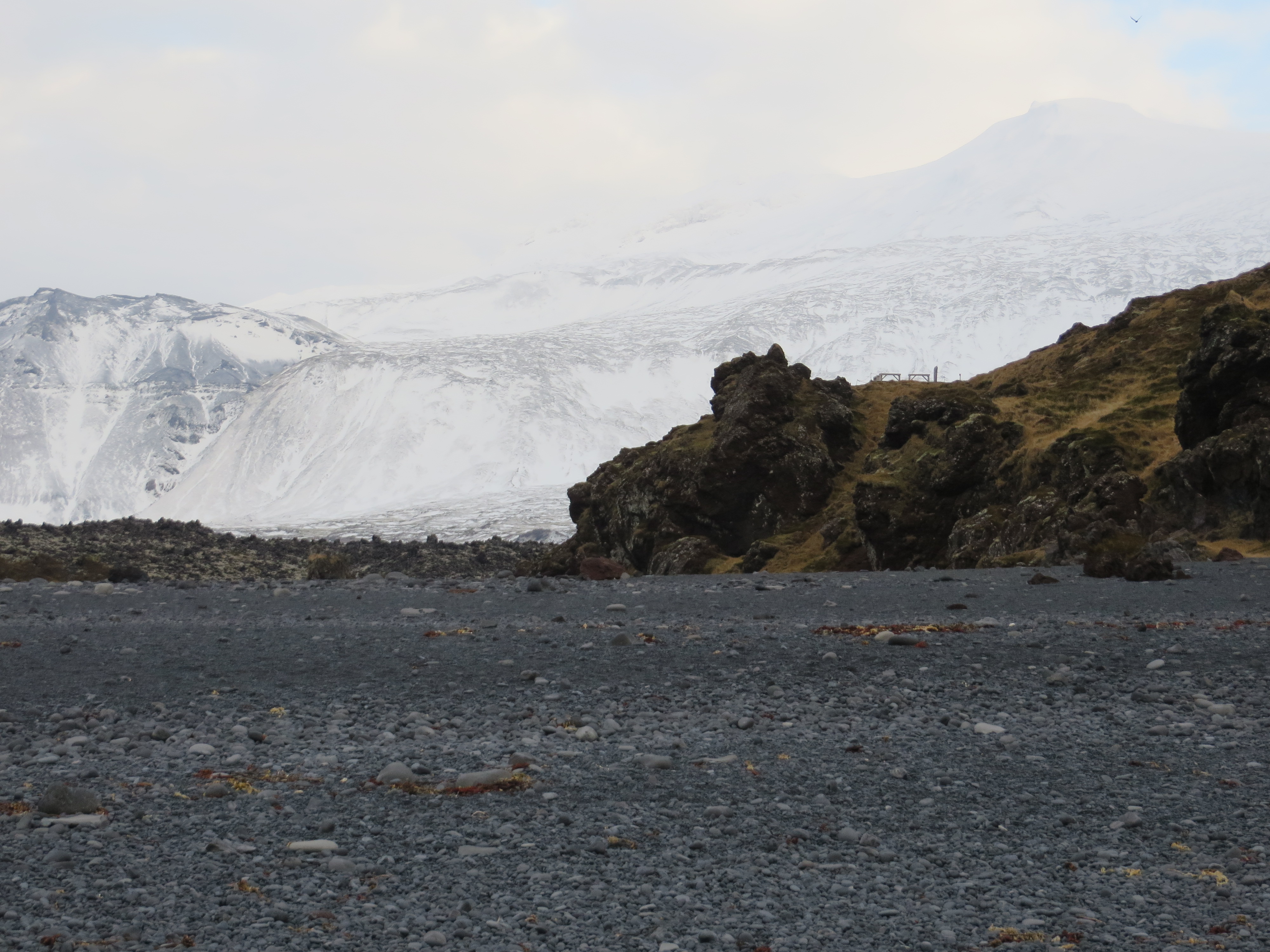 The beach at Dritvík with the Snæfellsjökull ice cap in the background