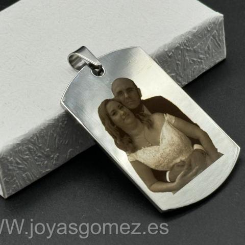 Colgante PLACA 50*30mm, foto grabación personalizada láser, acero 316L-OFERTA*