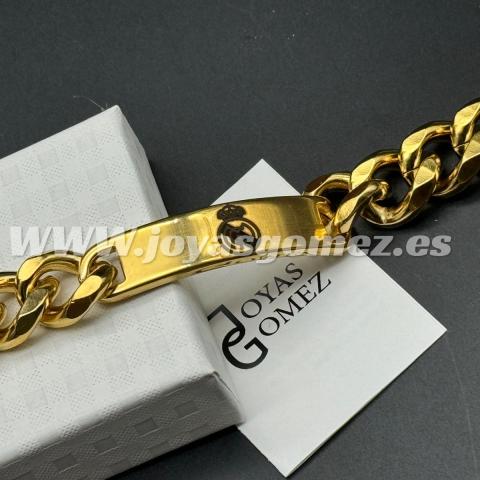 Esclava 21x10 MM con tu escudo, acero 316L Chapado oro 18k.