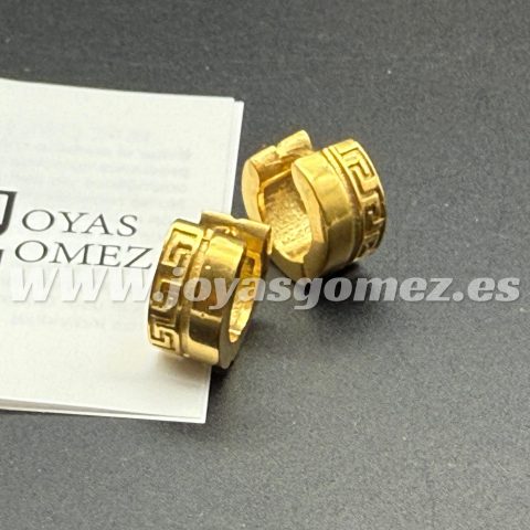 Pendientes greca 12mm, acero 316L chapado oro 18k
