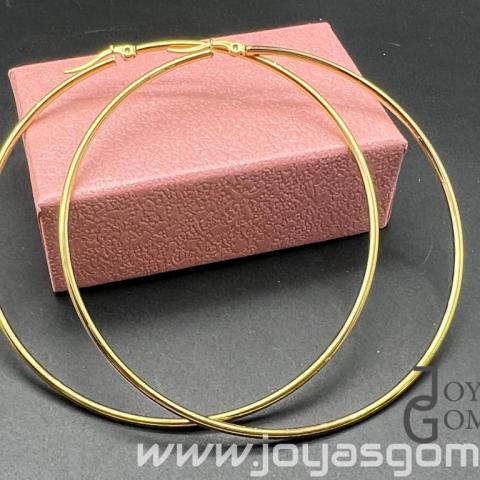 Aros lisos 7 cm diámetro, acero 316 L chapado oro 18k