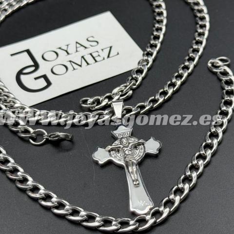 Cadena y pulsera 6mm+Crucifijo inry ,acero 316L- PROMOCIÓN-