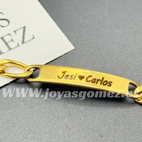 Esclava 21cm*7 mm, acero 316L chapado oro 18k
