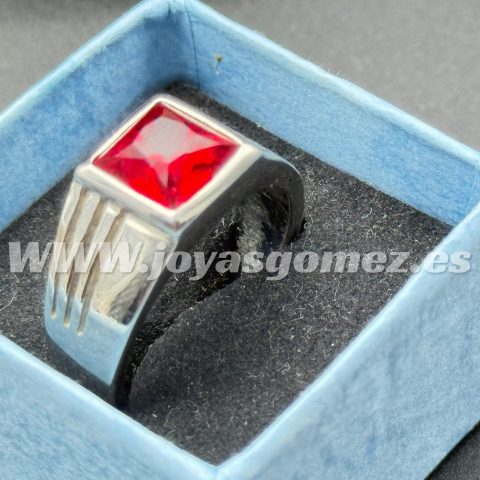 Sello piedra roja talla 22 , acero 316L