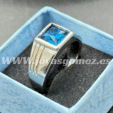 Sello piedra azul talla 22 , acero 316L