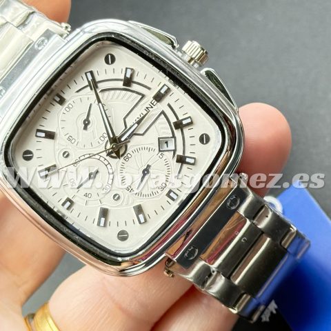 Reloj esfera cuadra fondo blanco,acero 316L