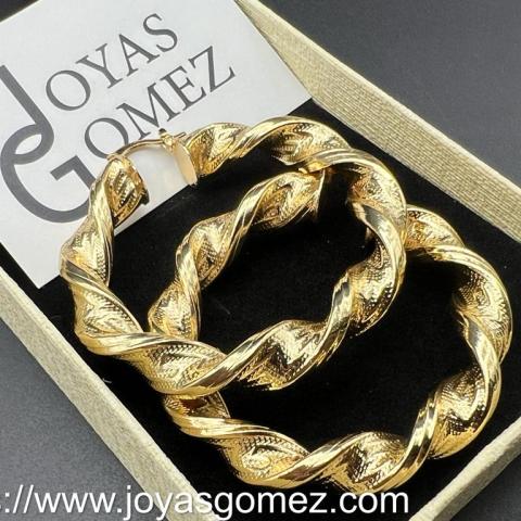 Pendientes greca ancha, 4cm largo, acero chapado oro 18k