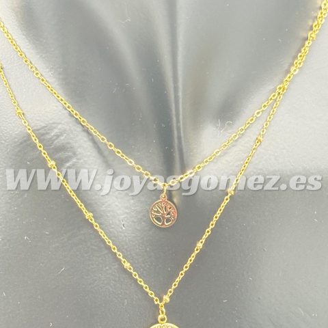 Gargantilla árbol de la vida ,acero 316L chapado oro 18k
