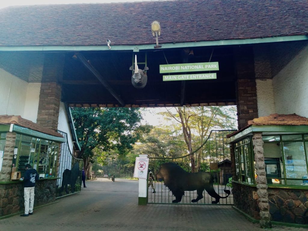 Entrance sign of Nairobi National Park.
