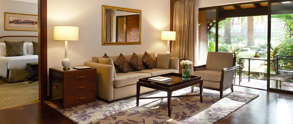 Norfolk Hotel’s inviting relaxation zone, with elegant seating and peaceful setting.
