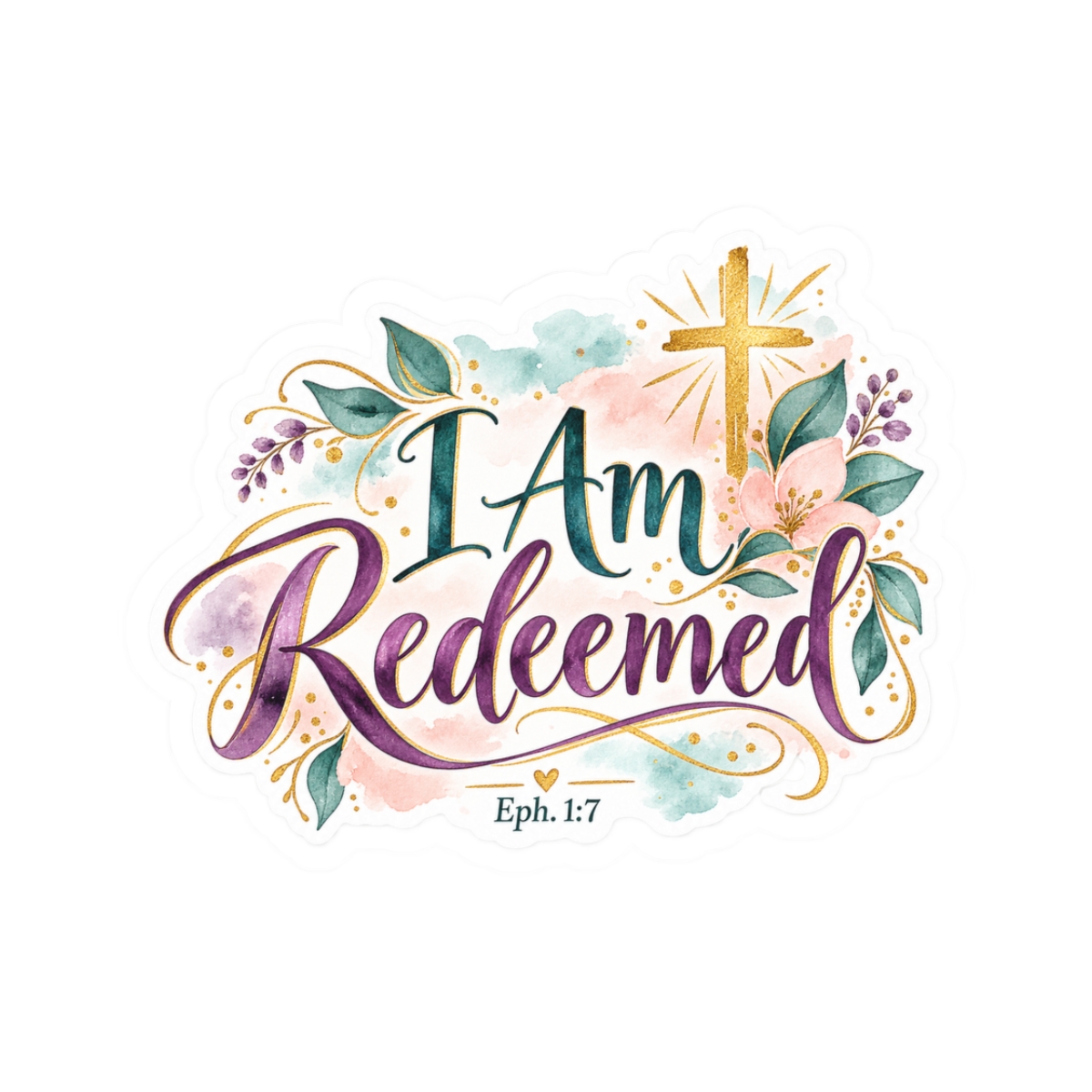 I Am Redeemed Christian Bible Verse Kiss-Cut Sticker