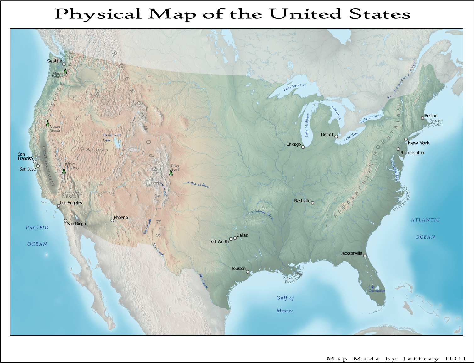 Lab 4 Labeling Physical Map Of The United States GEO Lab4map2 