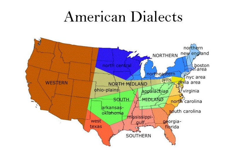 American Dialect Map Southern American English Wikipedia Accent 