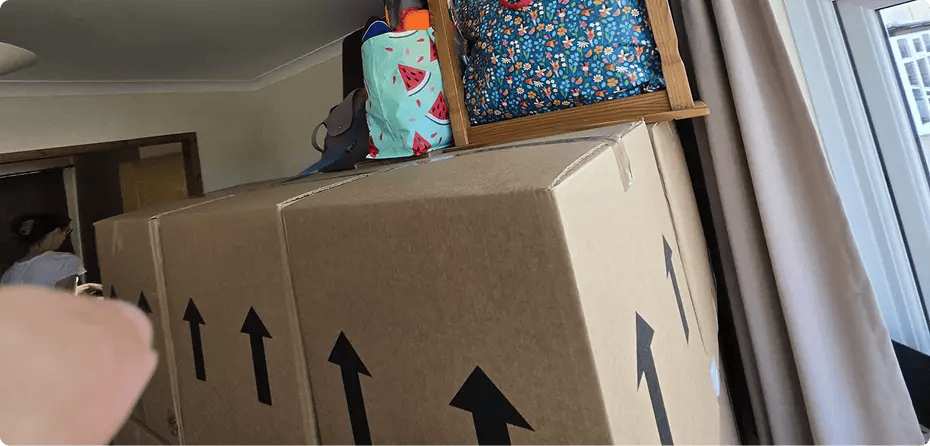 Labelled removal boxes ready to load