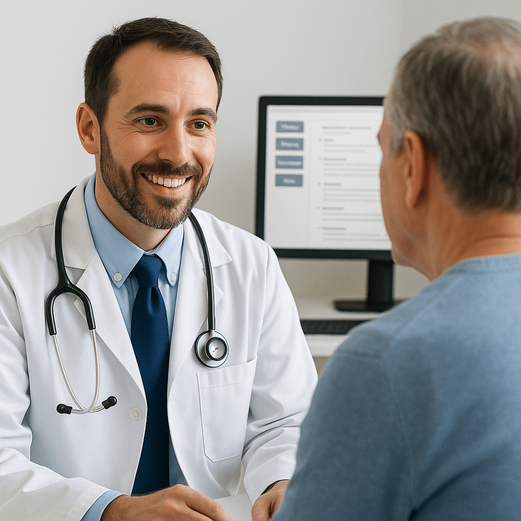 Primary care physician providing attentive patient care with streamlined documentation