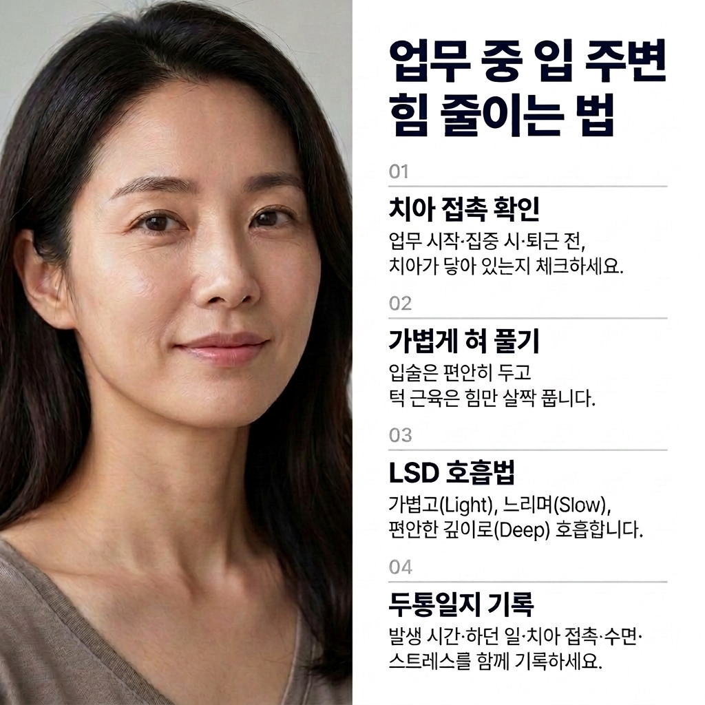 업무 중 입 주변 힘을 풀고 편안하게 호흡하는 방법