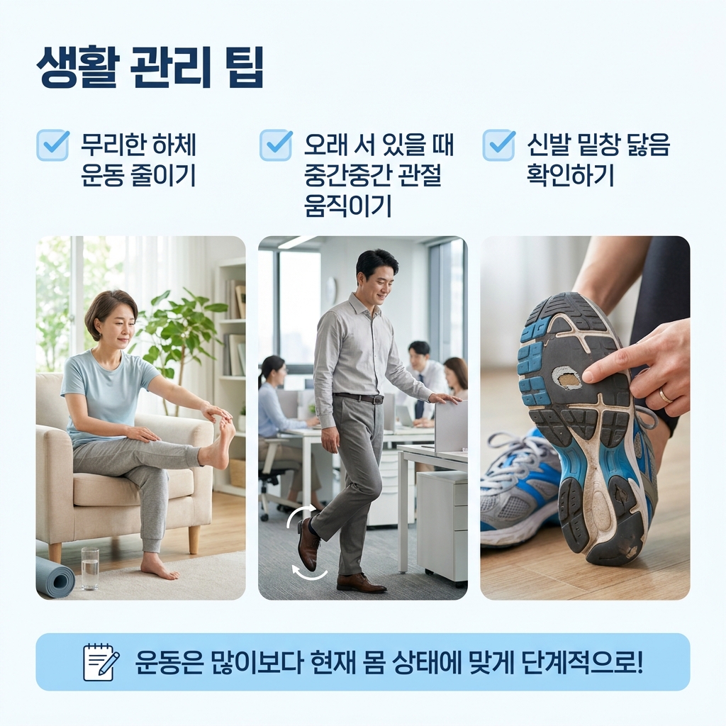 만성 종아리 긴장과 아킬레스건 주변 불편의 체외충격파 안내 이미지