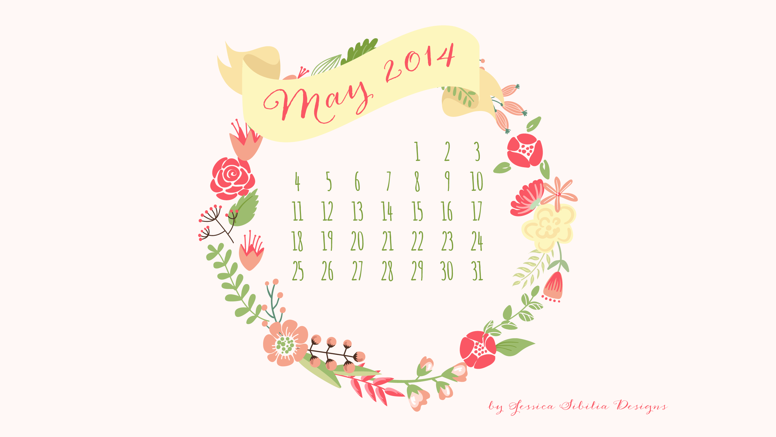 May Desktop Calendar Jessica Sibilia Designs