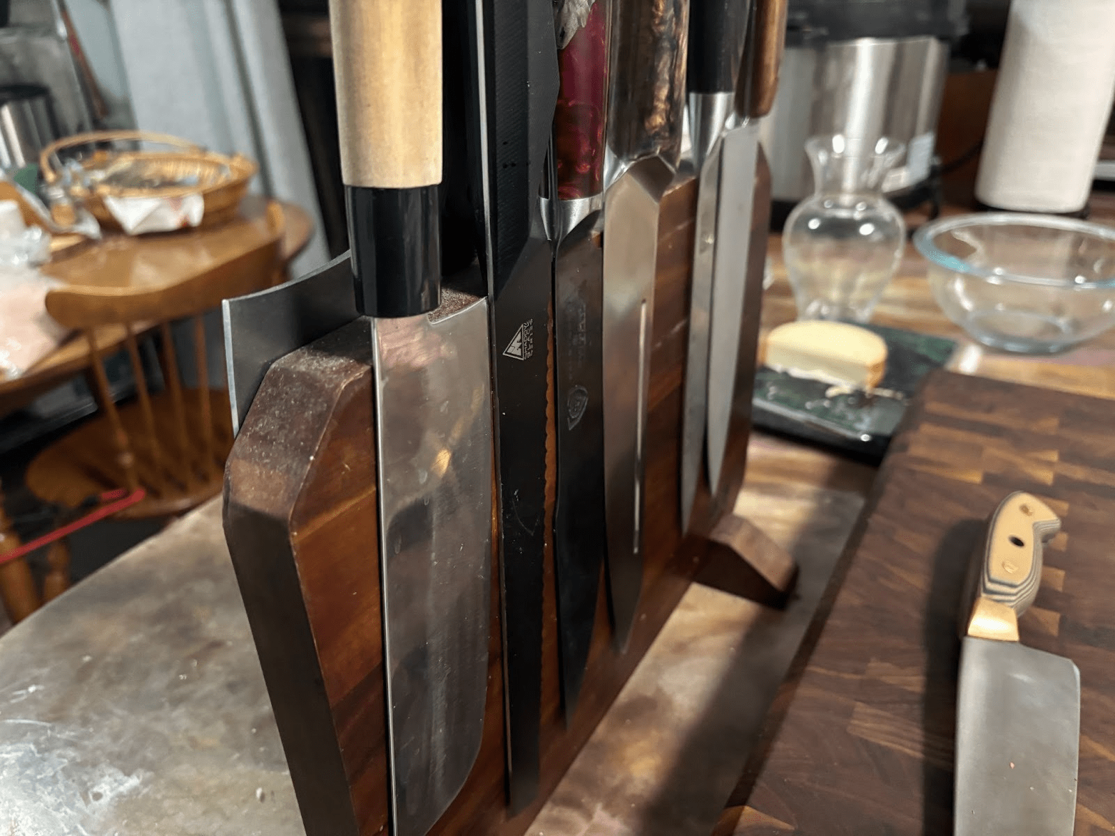 An image of Josh's knife collection. Where do chef knives come from?

