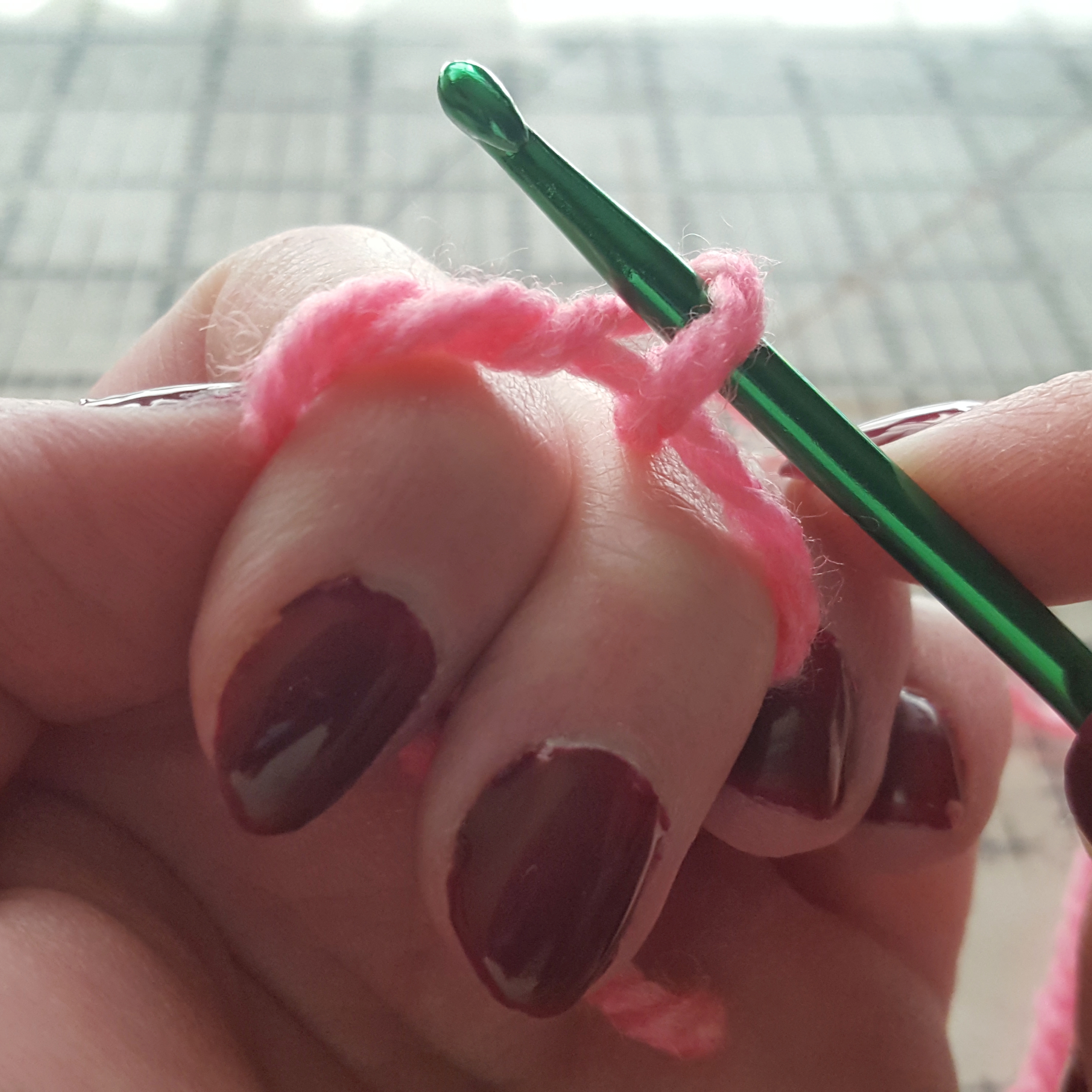 1 loop on crochet hook