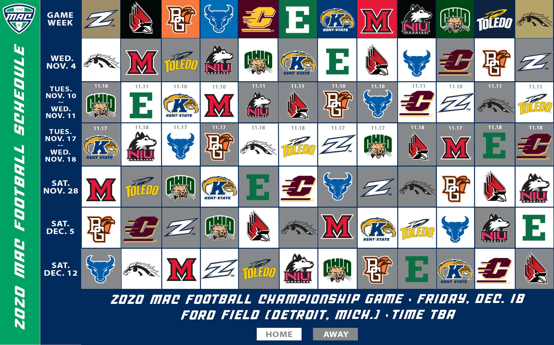 Mac announces fall football schedule