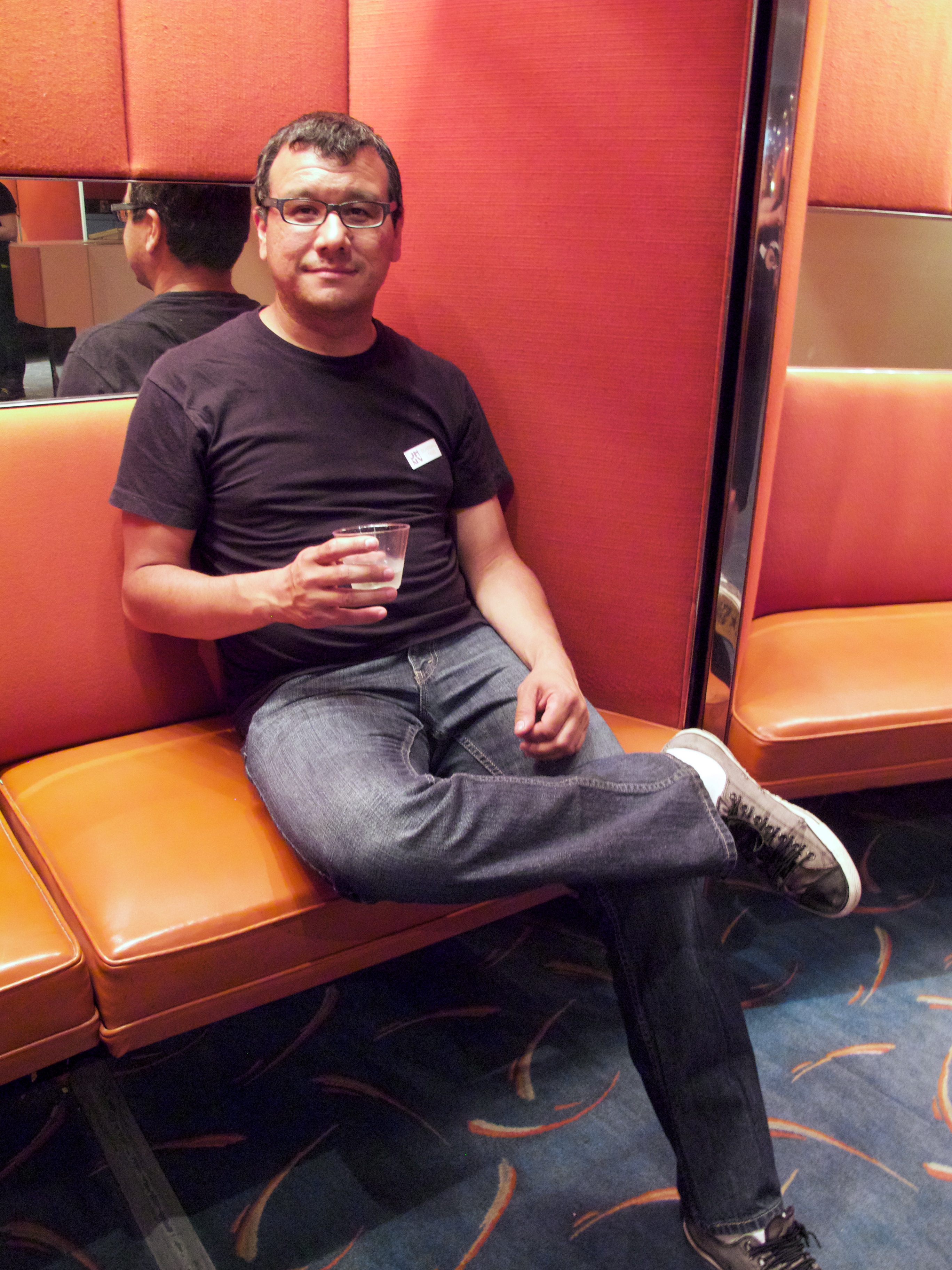 Sipping a drink at the former Constellation Club.