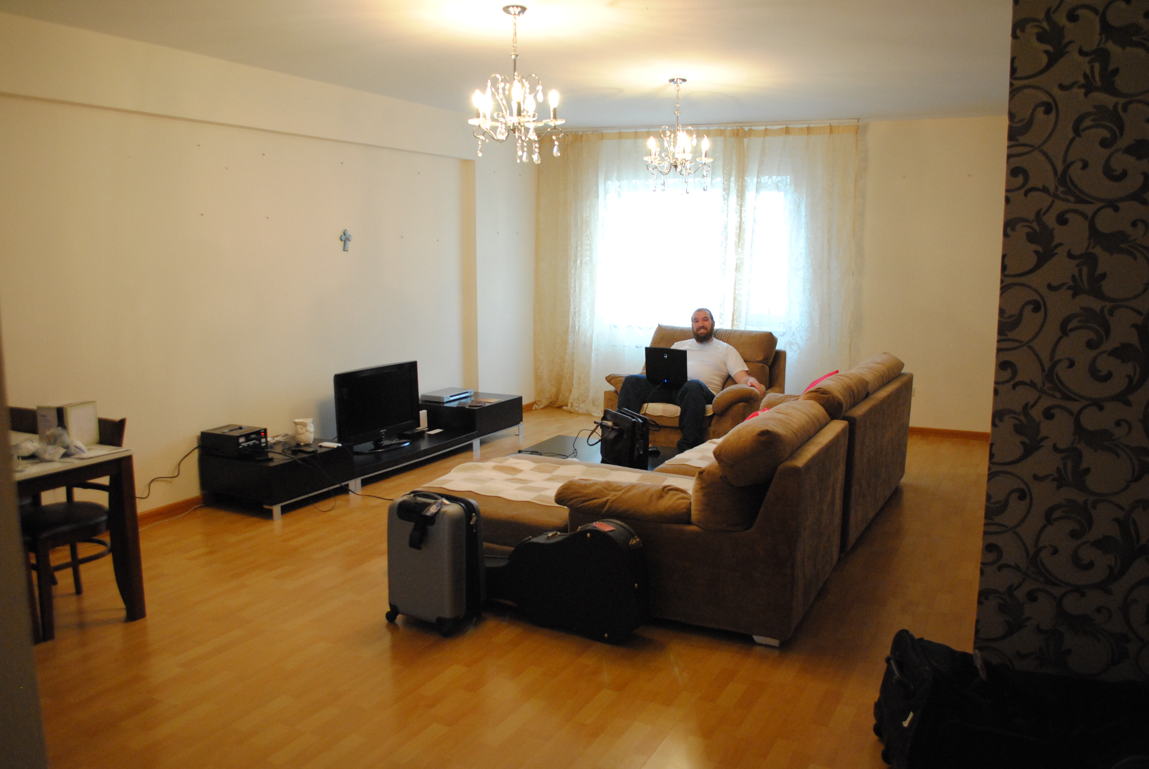 Our living room! That divan is my favorite piece of furniture ever. :)