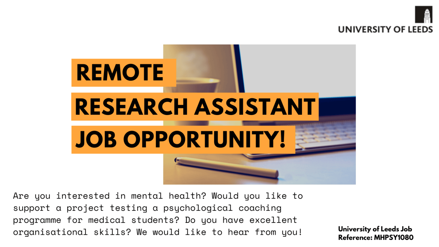 University of Leeds advert for a remote research assistant job opportunity
