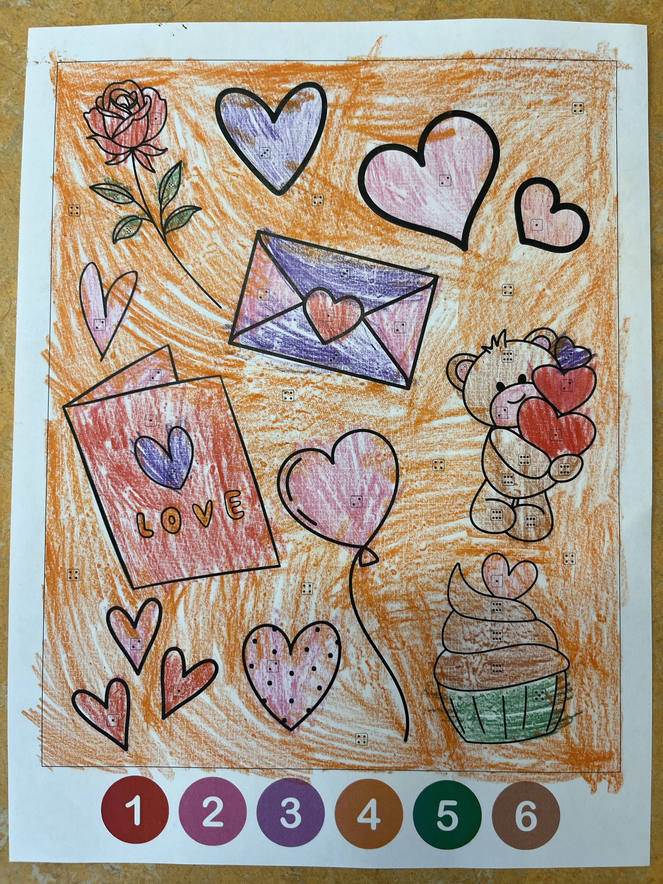 kleur op nummer valentijnsdag thema groep 1-2