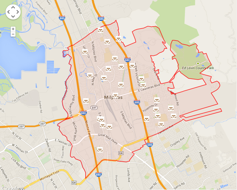 City Of Milpitas CA Milpitas Park Map 