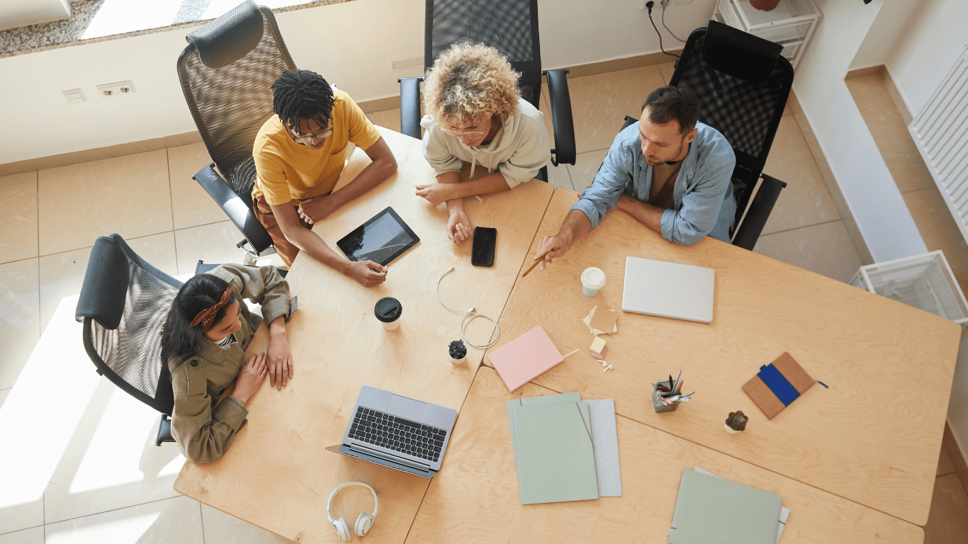 Co workers at conference table