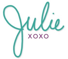 This is the signature for Julie's blog posts from Julie Likes to Stamp.