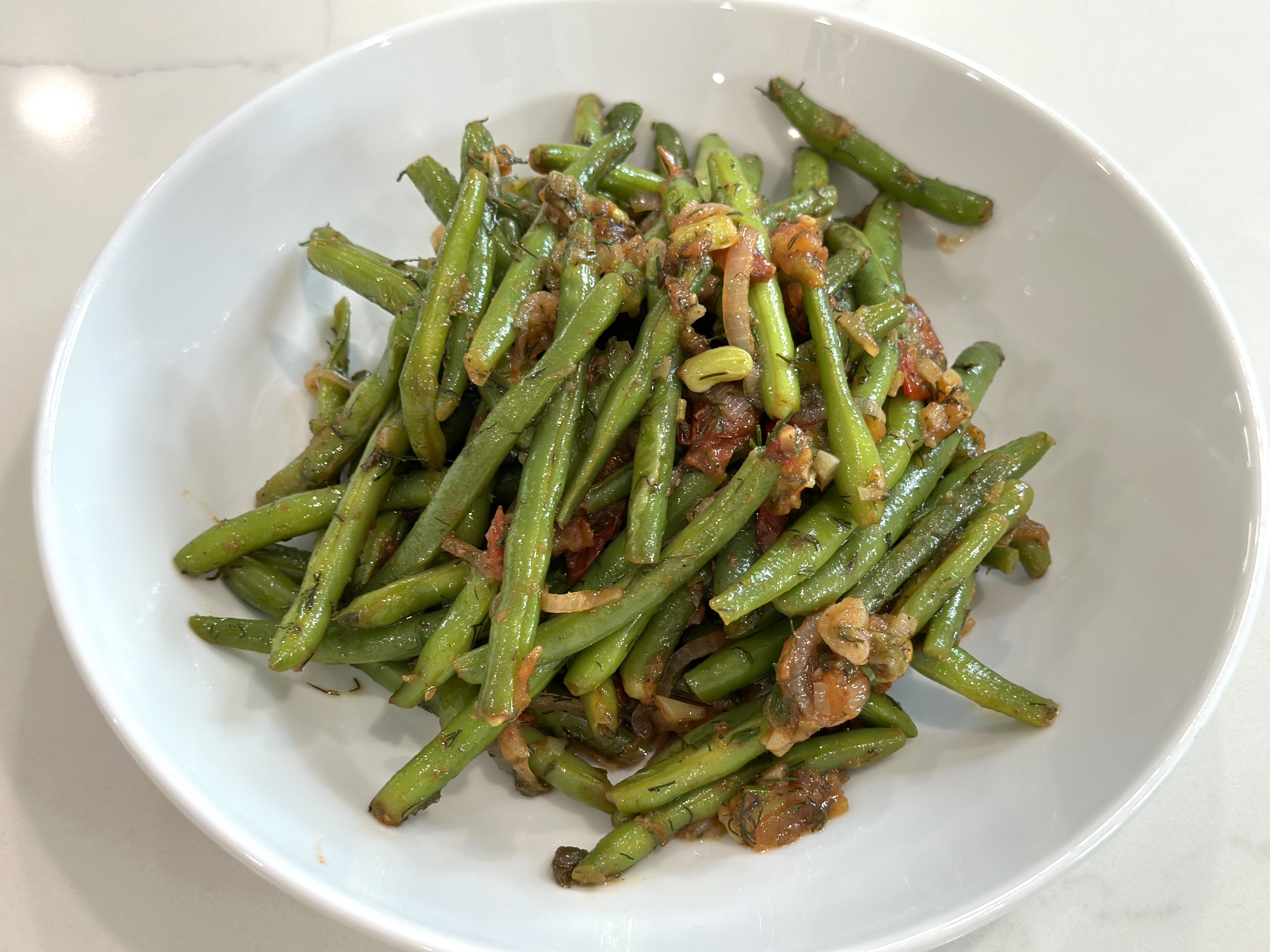 Haricot Verts with tomatoes and capers