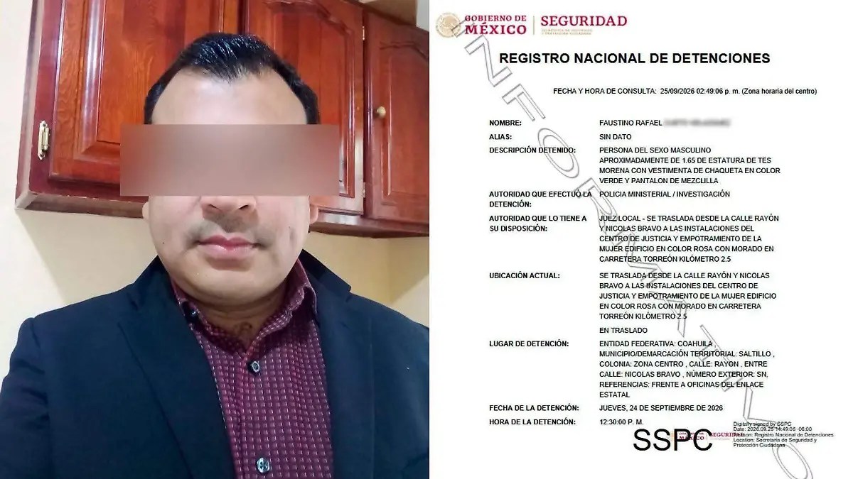 Detienen a exdirector de un CBTA en Coahuila por presunto abuso sexual contra una estudiante (nota de Quitzé Fernández en OEM-Informex)