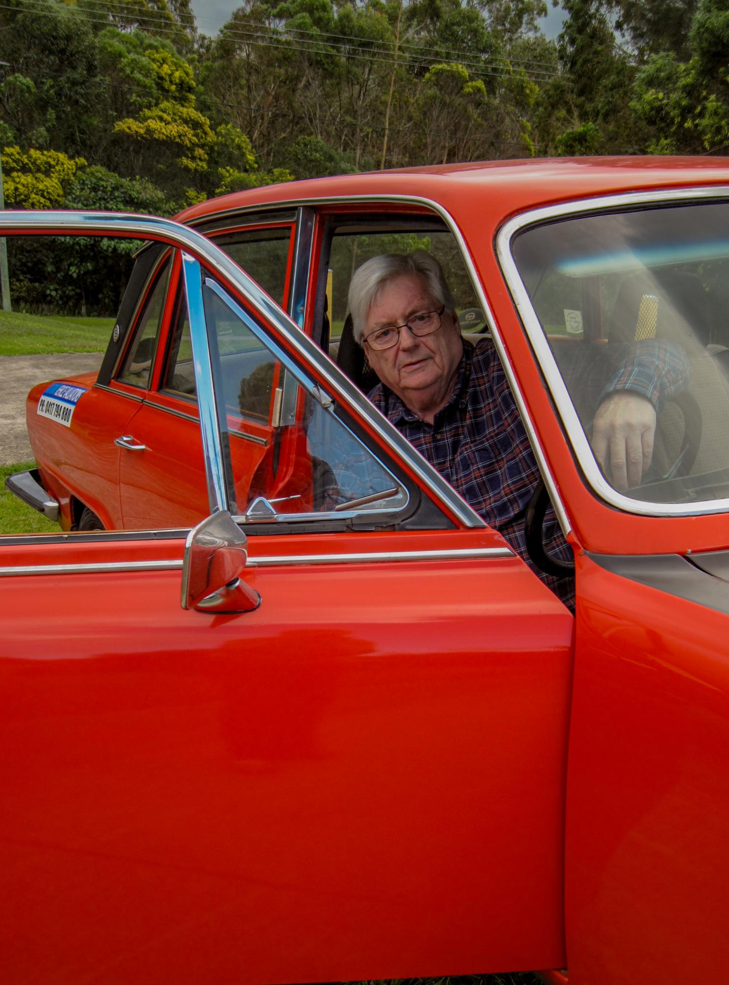 A person in a car