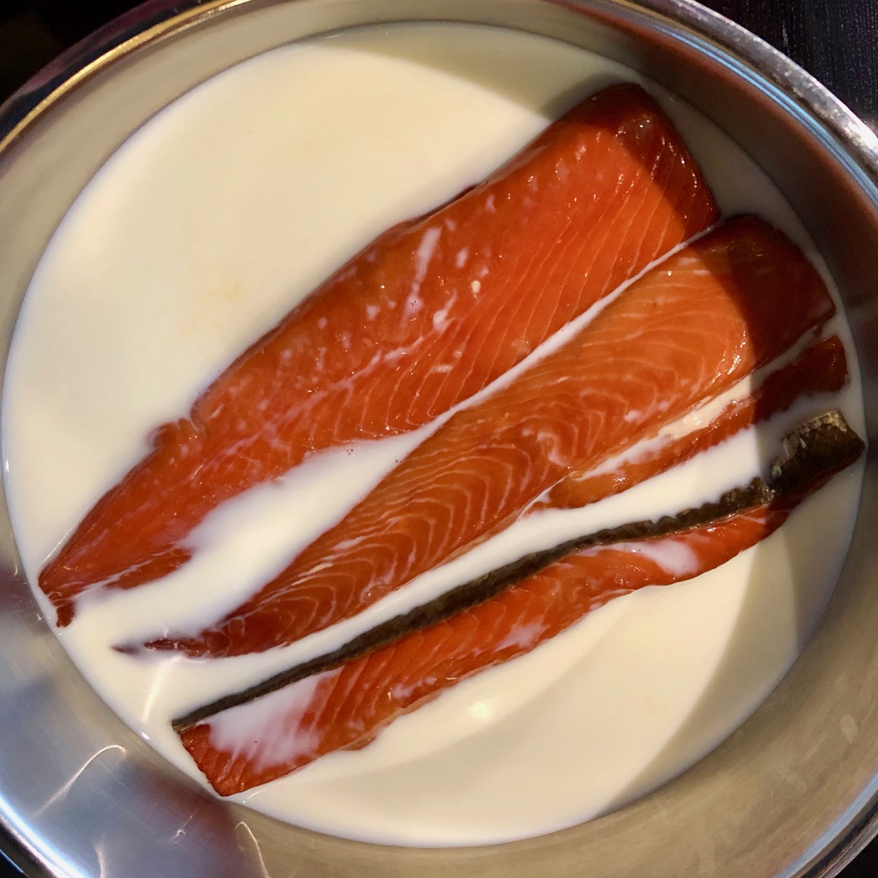 Bellies simmering in milk