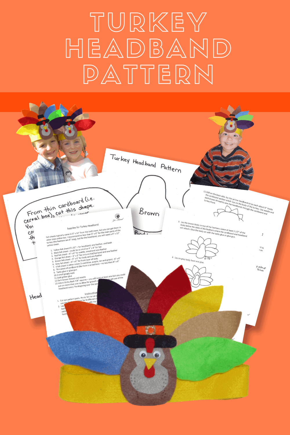 Turkey Headband Pattern | Thanksgiving Craft | Jus' Classical