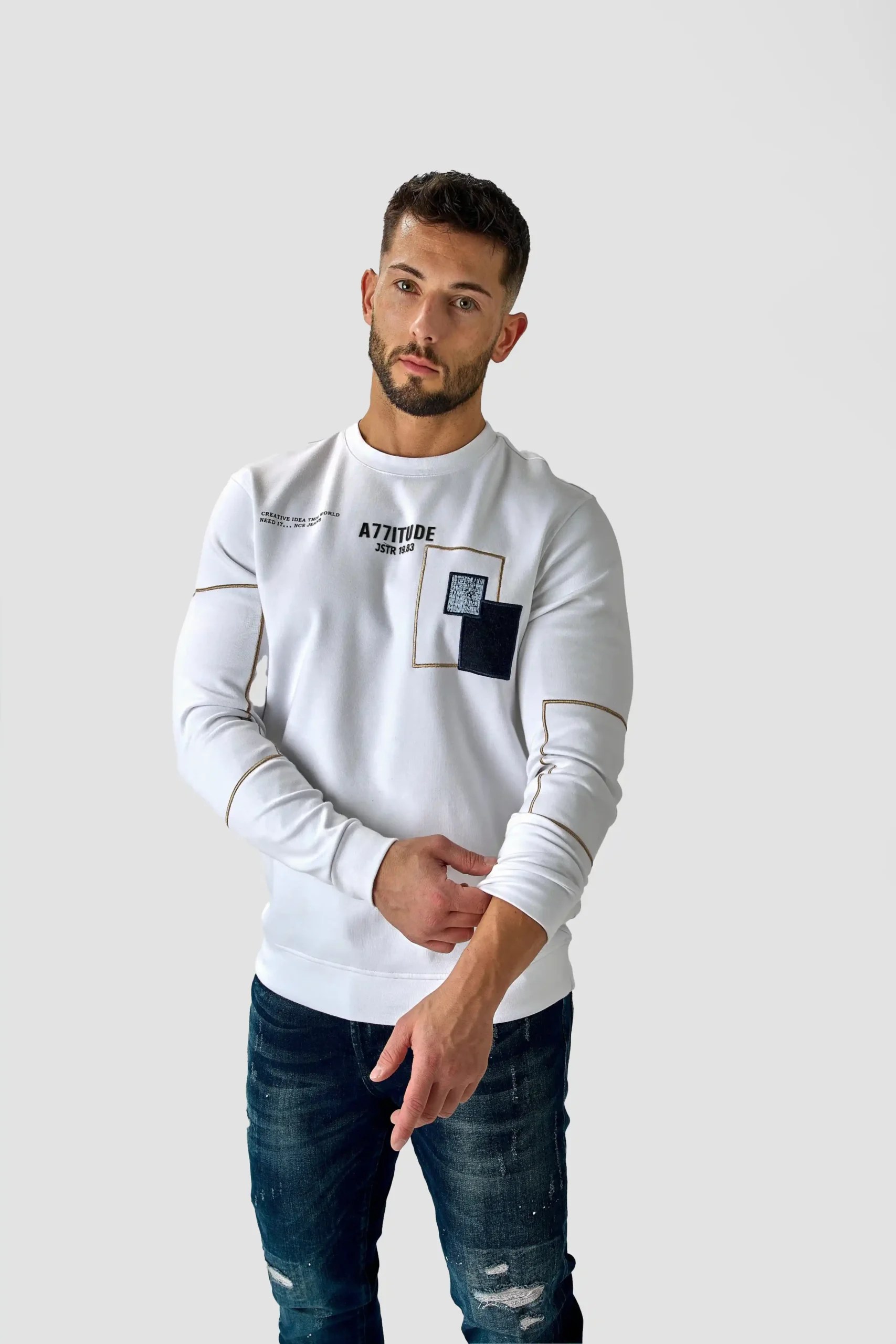 PULOVER JSTR Z MOTIVI IN INTERLOCK MATERIAL