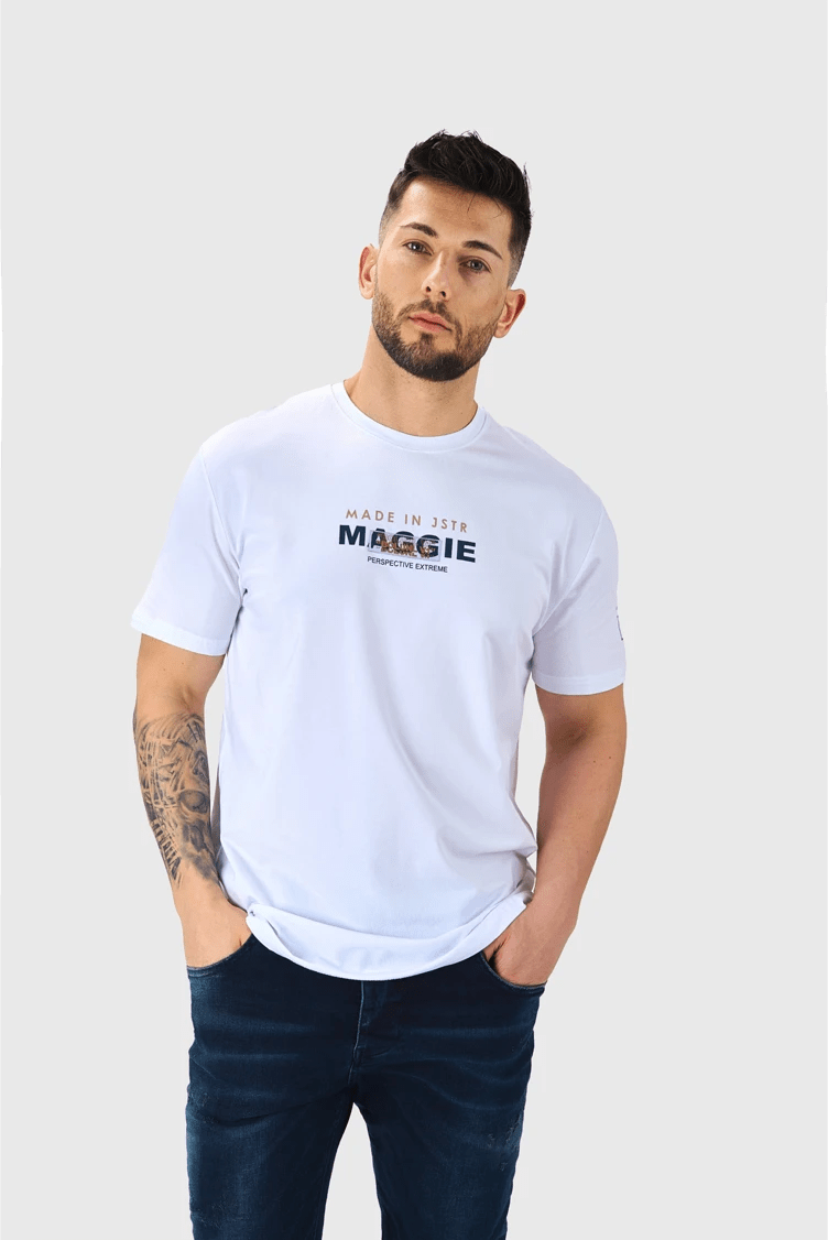 MAJICA IZ JERSEY BOMBAŽA  Z DVOSTRANSKIM POTISKOM
